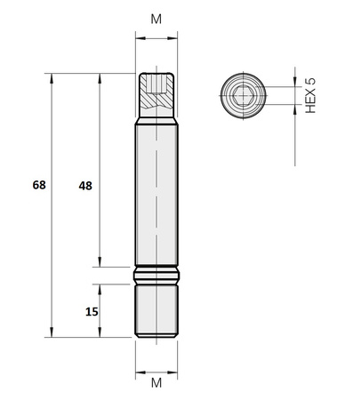 Kuta Szpilka wkręcana w piastę z pilotem M14x1,25x68mm