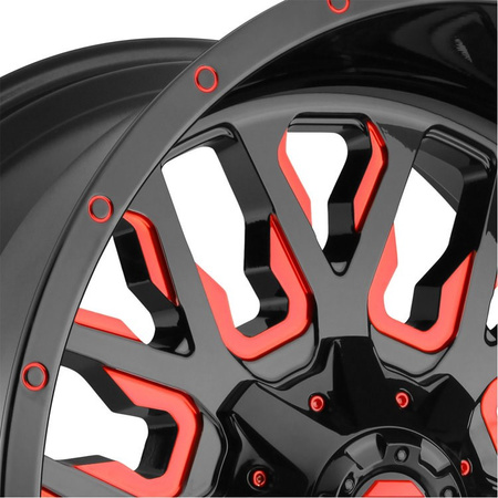 Felga aluminiowa D612 Stroke Gloss Black/Red Tinted Clear Fuel